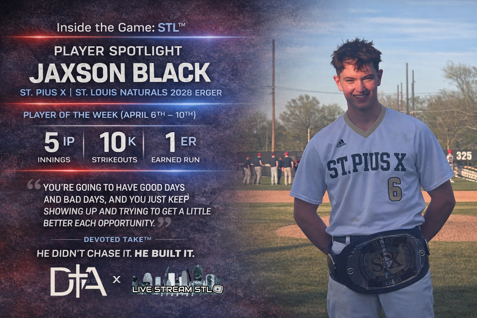 Player Spotlight: Jaxson Black | St. Pius X | Player of the Week (April 6th – 10th)